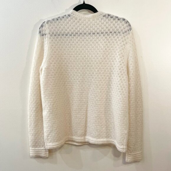 EUC Sézane Saphia Wool Mohair Pointelle Cardigan Ecru Large - Picture 4 of 7